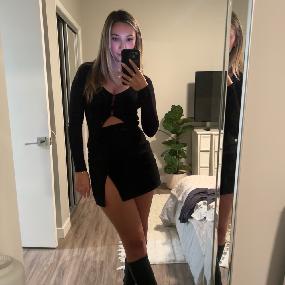 Black denim skirt